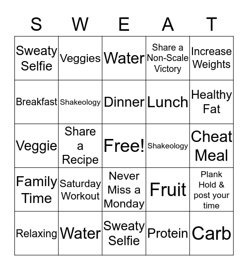 From Sweats to Swimsuits BINGO Card