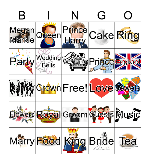 Royal Wedding Bingo Card