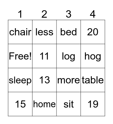 Things in My Home Bingo Card
