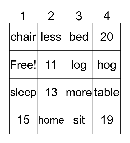 Things in My Home Bingo Card