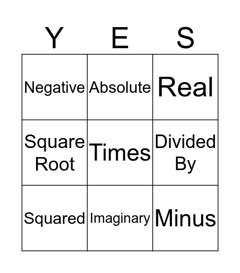 Math Yes Bingo Card