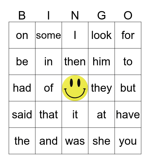 Sight Words 5/14 Bingo Card