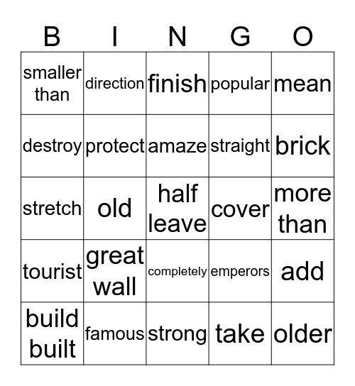 yeoul unit 16 Bingo Card