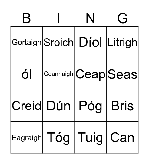 Briathra Bingo Card