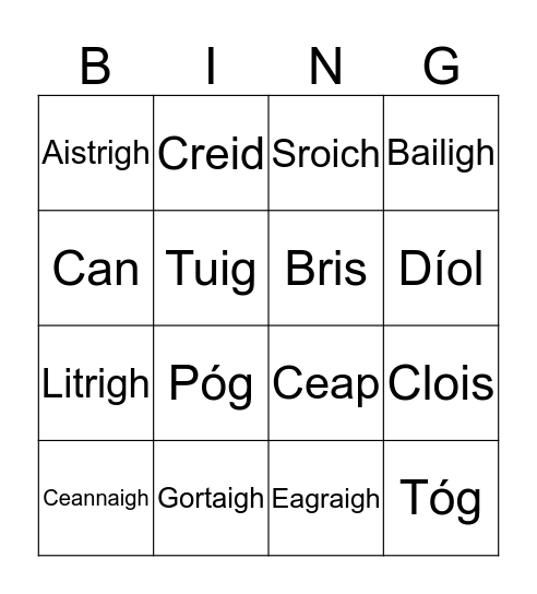 Briathra Bingo Card