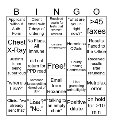 Keeping Us Sane Bingo Card