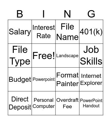 Digital Information Technology (DIT) Card #1 Bingo Card