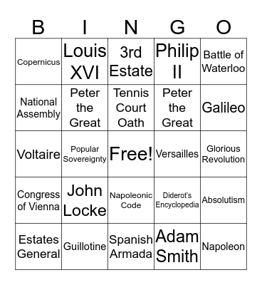 Unit 4 Bingo Card