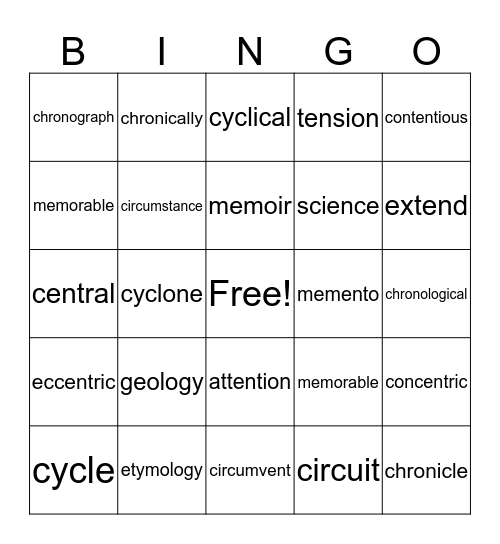 Ms. Chavez's Practice Bingo Card