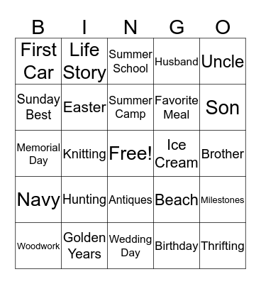 Celebrating Lifes Stories! Bingo Card