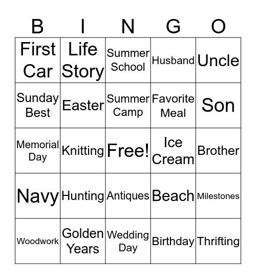 Celebrating Lifes Stories! Bingo Card