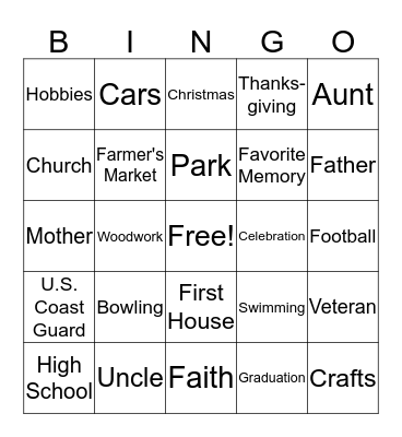 Celebrating Life's Stories! Bingo Card