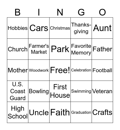 Celebrating Life's Stories! Bingo Card