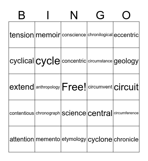 . Bingo Card