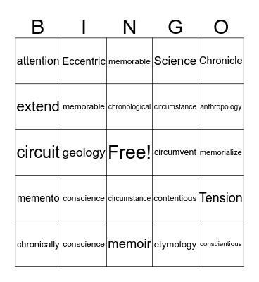 . Bingo Card