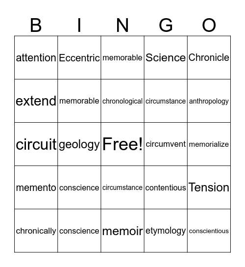 . Bingo Card