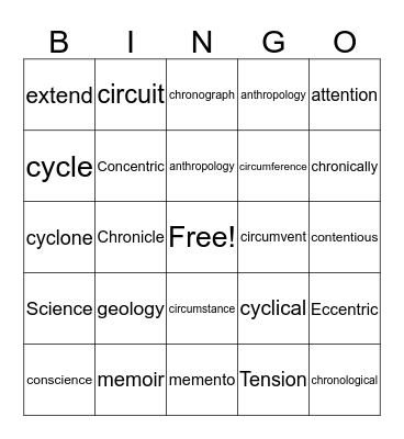 Bingo! Bingo Card