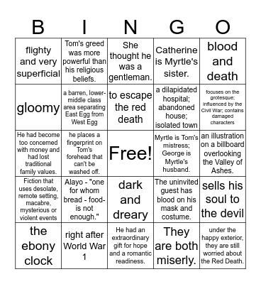 Final Exam Review Bingo Card