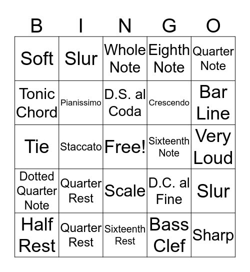 Final Review: Vocabulary Bingo Card