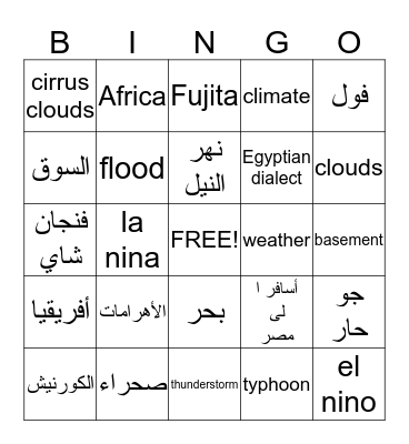 مصر Bingo Card