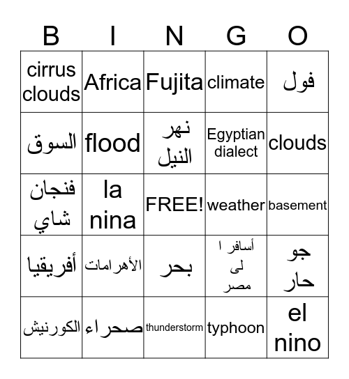 مصر Bingo Card