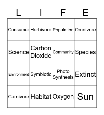 Life Science 3 Bingo Card