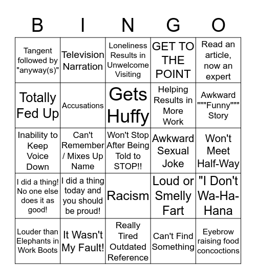 Weekend with Dad Bingo: Card #1 Bingo Card