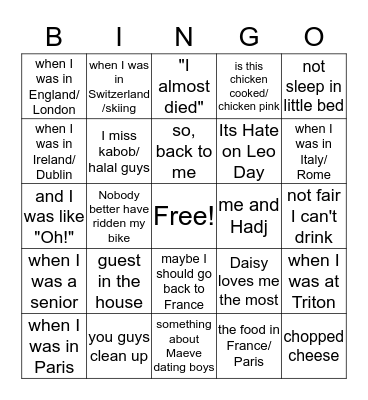 Leo Bingo Card