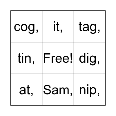 Floppy's Phonics Bingo Card