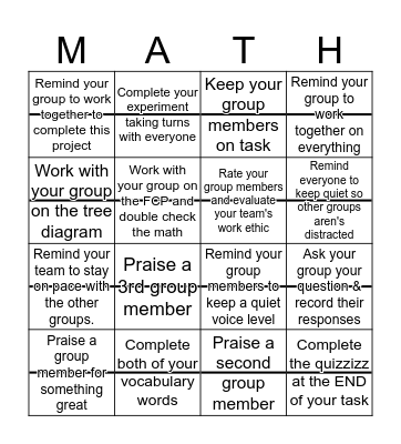 My Probability BINGO Tracker Bingo Card