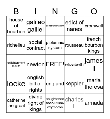 Unit 2-Age of "isms" Bingo Card