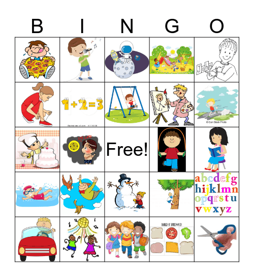 Can/can't  Bingo Card