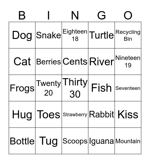 pre k unit 9  Bingo Card