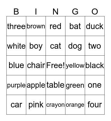 Rabbit Bingo Card