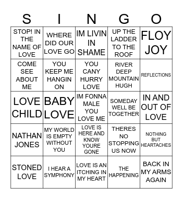 222 THE BEST OF THE SUPREMES Bingo Card