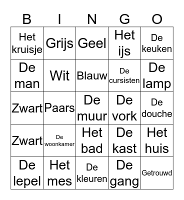 Woorden Bingo Card