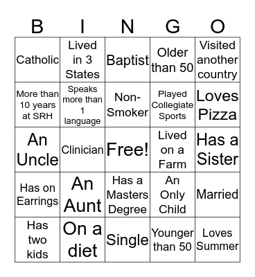 Diversity Bingo Card