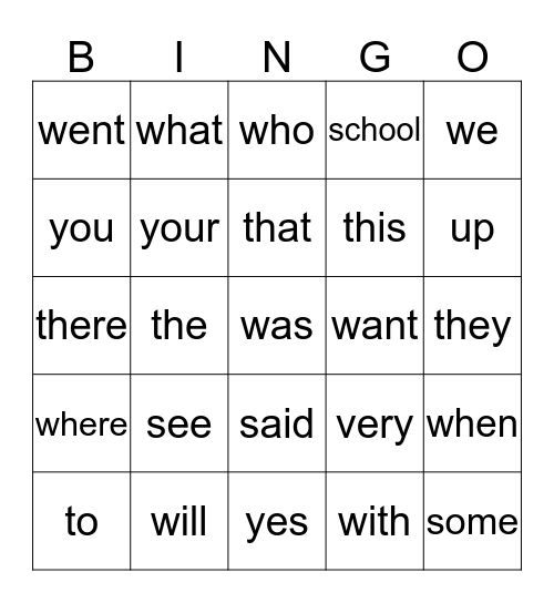sight words 1  Bingo Card