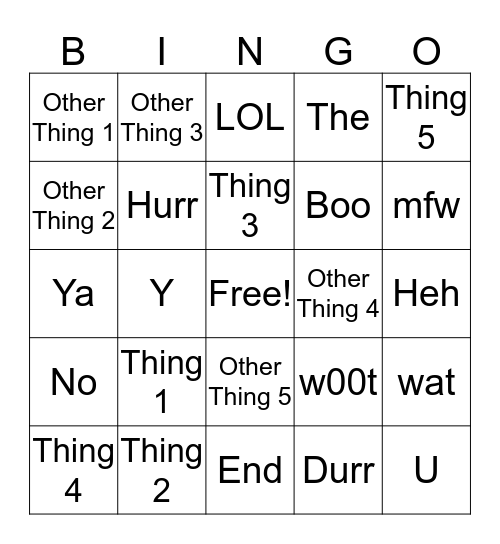 Test Bingo Card