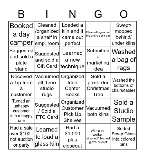 Pikasso Bingo Card