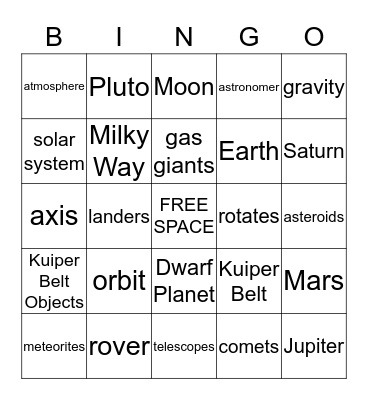 Planet BINGO Card