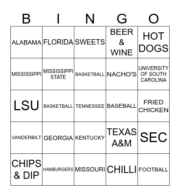 EAW BINGO - Tailgate Tuesday Bingo Card