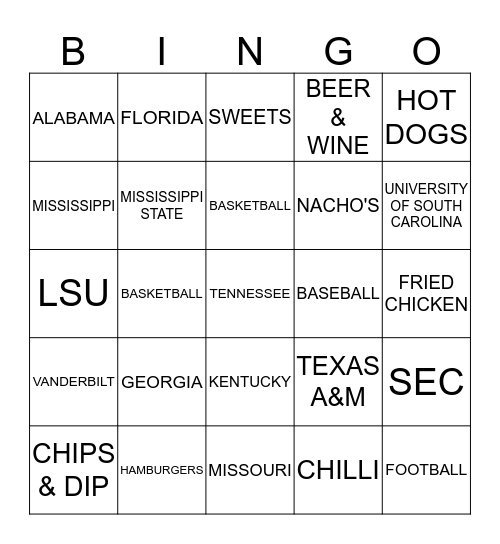 EAW BINGO - Tailgate Tuesday Bingo Card