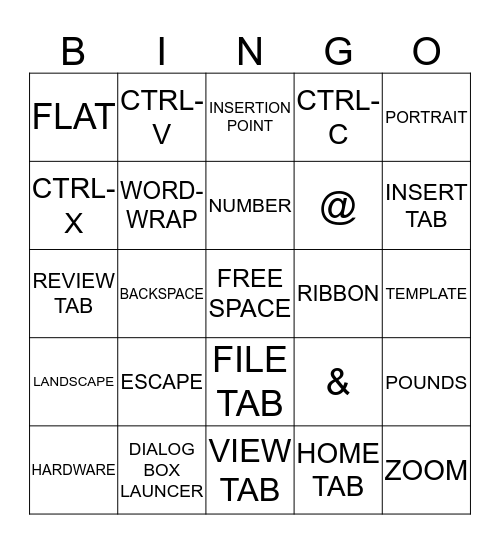 TSDE Final Exam Keyboarding & Document Processing Review Bingo Card