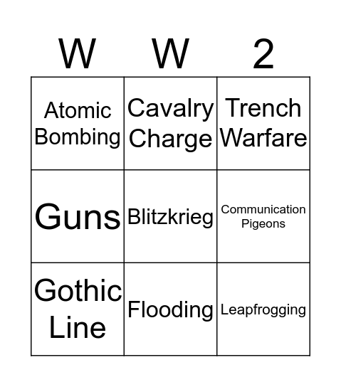 Strategies Bingo Card