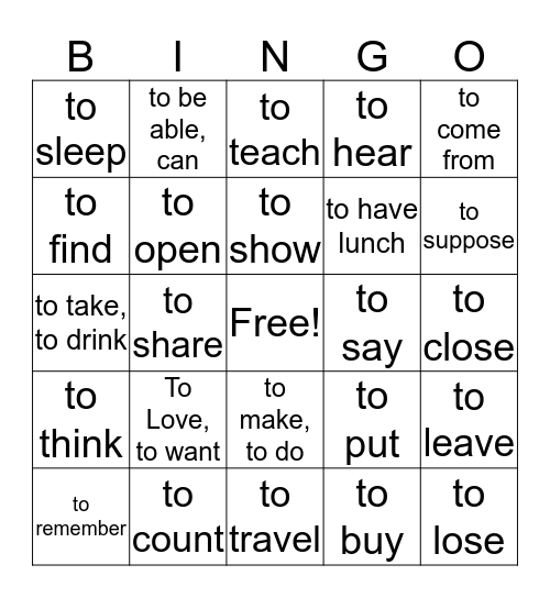 Spanish Bingo Card