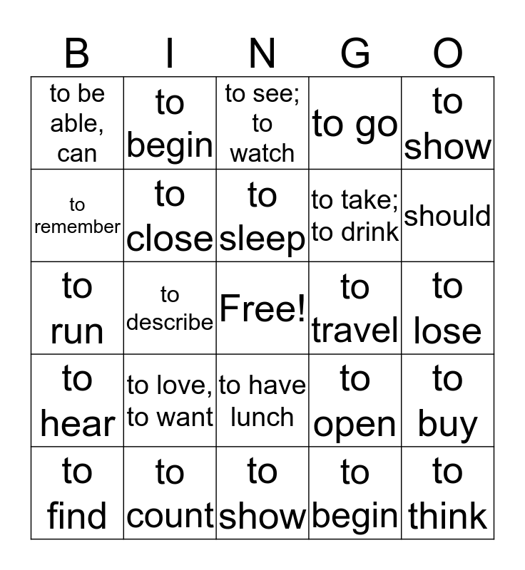 Written Final Bingo Card
