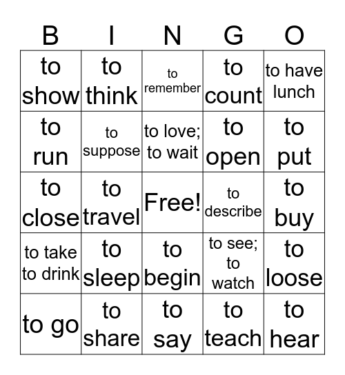 SPANISH BINGO Card