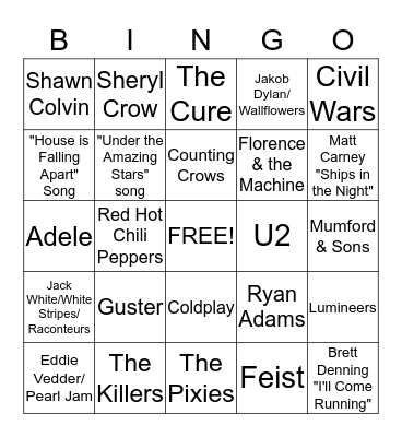 TMC MUSIC FUN TIME BINGO Card