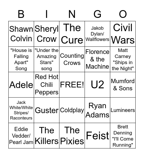 TMC MUSIC FUN TIME BINGO Card